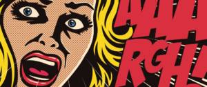 Femme en bd apeurée qui s'écrit "Arrgh"
