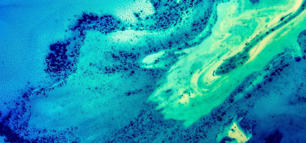 Oeuvre d'art réalisée avec des liquides comme le lait, l'eau et l'huile