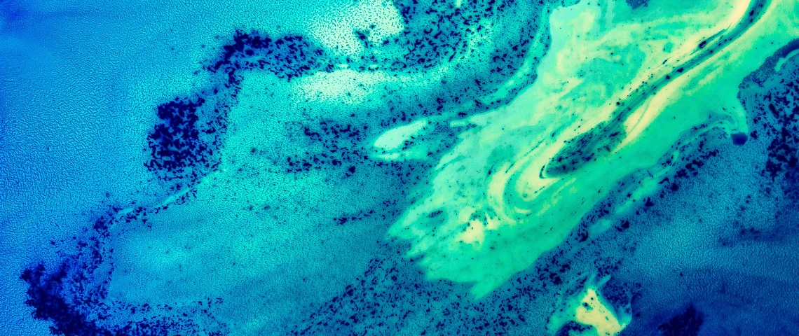 Oeuvre d'art réalisée avec des liquides comme le lait, l'eau et l'huile