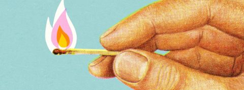 Qui sont les users researchers ? L'illustration d'une main en train de tenir une allumette en feu