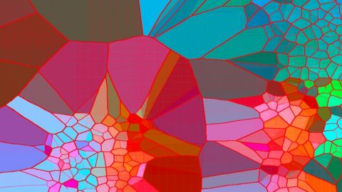 une fresque numérique de formes abstraites