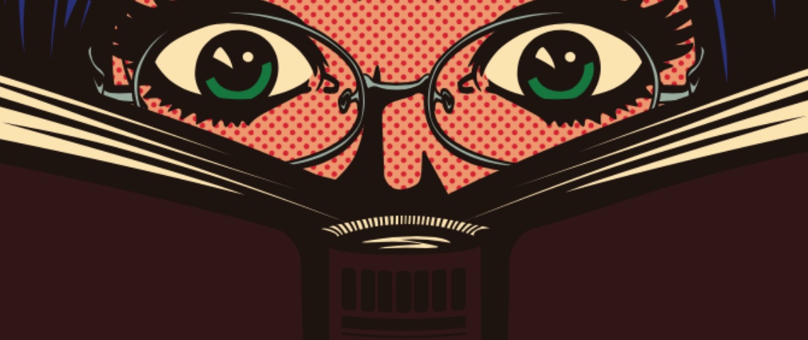 4 livres pour se rebeller contre la tech Gros plan d'une femme dessinée façon BD en train de lire un livre.