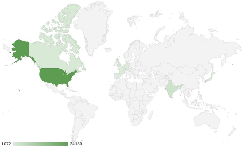 Carte du monde Google Analytics