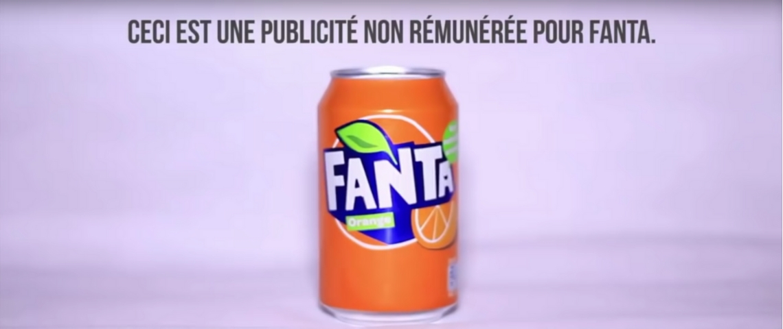 Ceci n'est pas une publicité une canette de Fanta avec la phrase ceci est une publicité non rémunéré pour Fanta