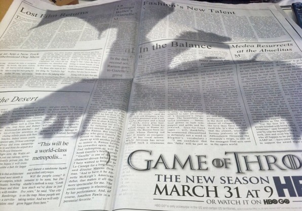 Pub Game of Thrones dans le NY Times