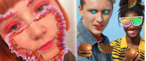 visage avec filtre et stickers sur instagram