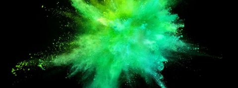 La transition zéro carbone, objectif 2050 Explosion de couleur verte en dégradé allant du jaune au bleu