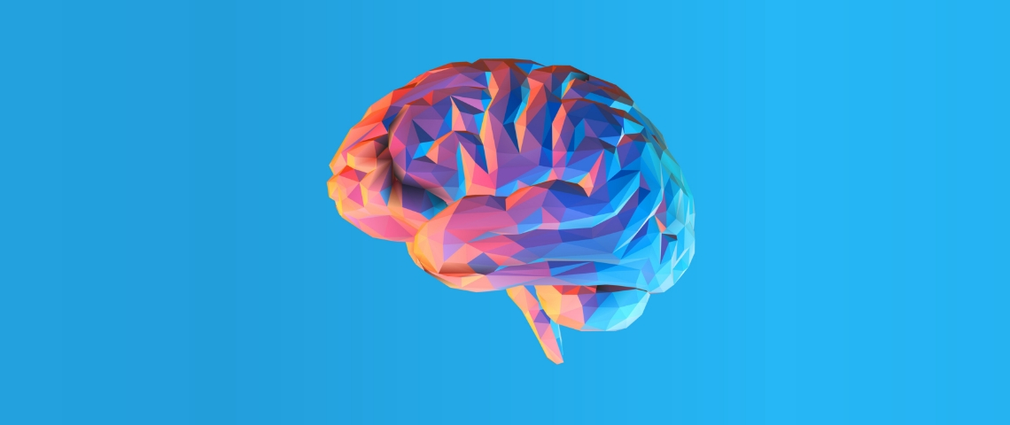 Qui sera le manager du futur ? Un cerveau en origami sur un fond bleu