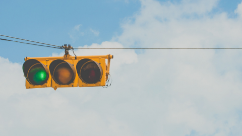 green light blue sky