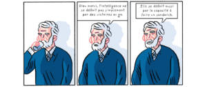 Dans une BD, un vieil homme s'interroge au sujet de l'intelligence artificielle