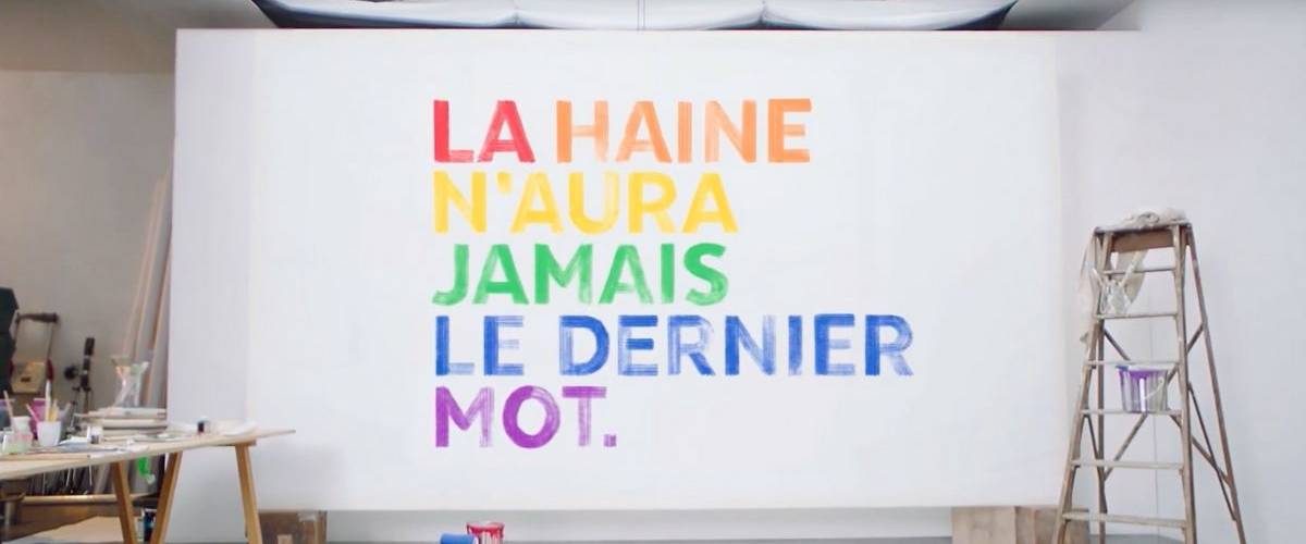 SOS Homophobie lance une campagne contre l'homophobie sur Twitter La phrase - La haine n'aura jamais le dernier mot - au couleur de l'arc-en-ciel