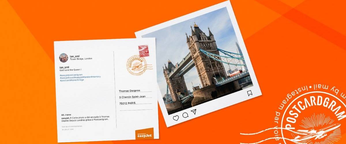 easyJet transforme vos photos Instagram en cartes postales Une publication Instagram se transforme en carte postale