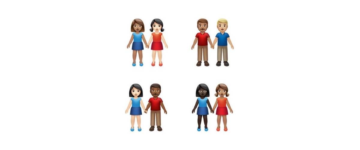 Apple : des emojis plus inclusifs et plus accessibles pour IOS 13 Plusieurs représentations de couples diverses en emoji