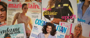 Des magazines féminin disposé en patchwork
