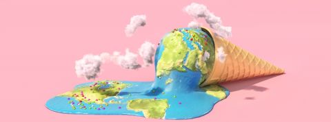 Les dirigeants d'entreprise ne peuvent pas agir sur le climat Une glace dont la boule est une Terre en train de fondre