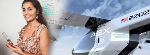 Anita Sengupta de Airspace Experience Technolgies femme devant un eVtol