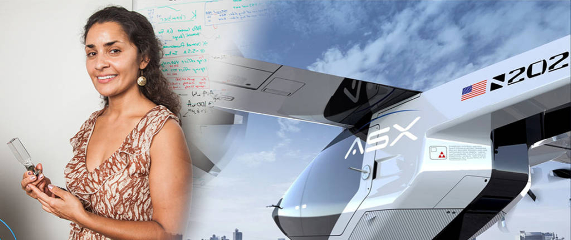 Anita Sengupta de Airspace Experience Technolgies femme devant un eVtol