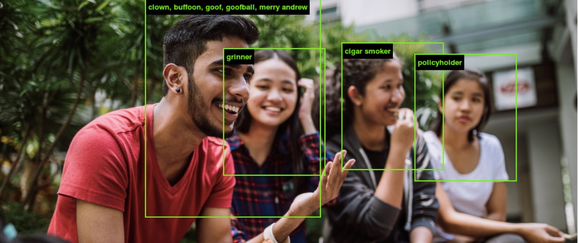 Cette intelligence artificielle catégorise votre visage et fait n'importe quoi Photo d'un groupe de personnes dont les visages ont été étiquetés par ImageNet Roulette
