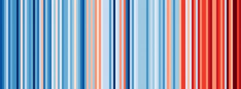 #ShowYour Stripes : un graphique sur le changement climatique un graphique bleu et rouge