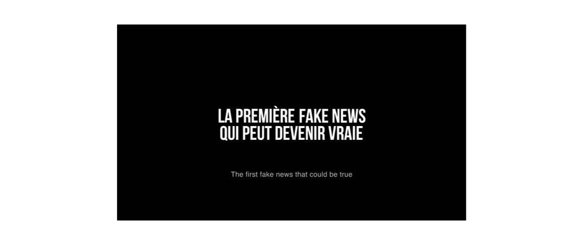 La campagne signée La Chose pour Solidarité Sida : deepfakenews campaign Slogan de la dernière campagne de solidarité sida signée la chose : la première fake news qui peut devenir vraie