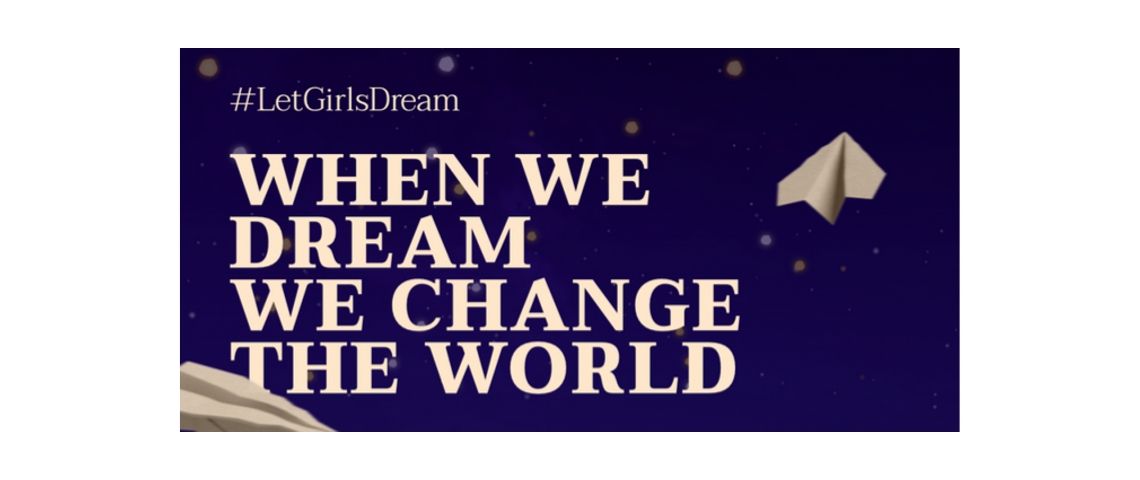 Gucci s’engage contre les mariages précoces et forcés : #LetGirlsDream Visuel du slogan du mouvement Chime for Change de Gucci