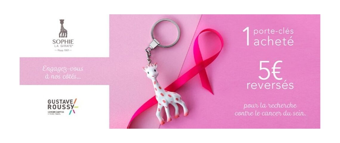 Sophie la girafe s'associe à la campagne octobre rose pour la lutte contre le cancer du sein visuel de sophie la girafe version poids rose dans le cadre de la campagne de communication contre le cancer du sein