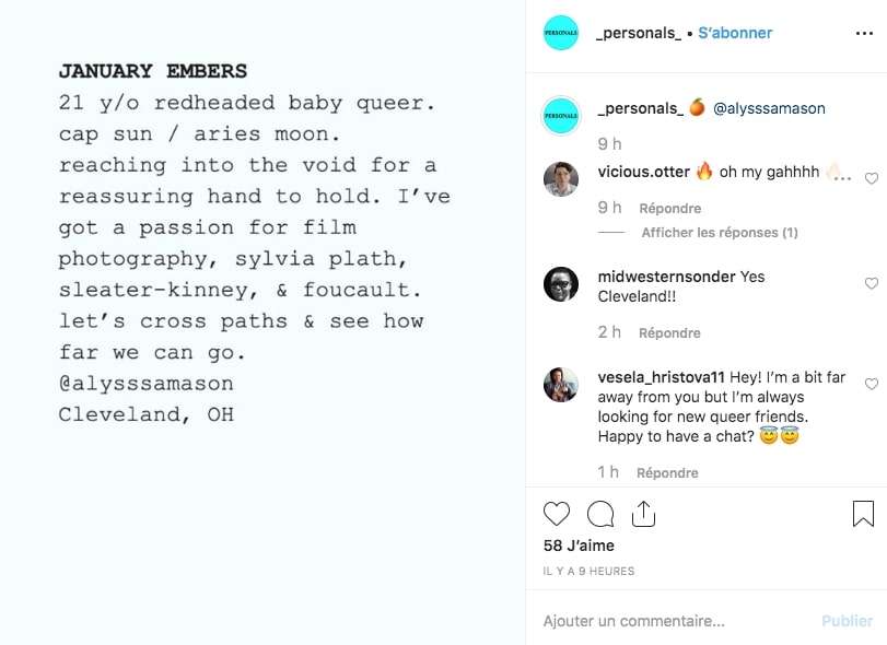Comptes de petites annonces sur Instagram