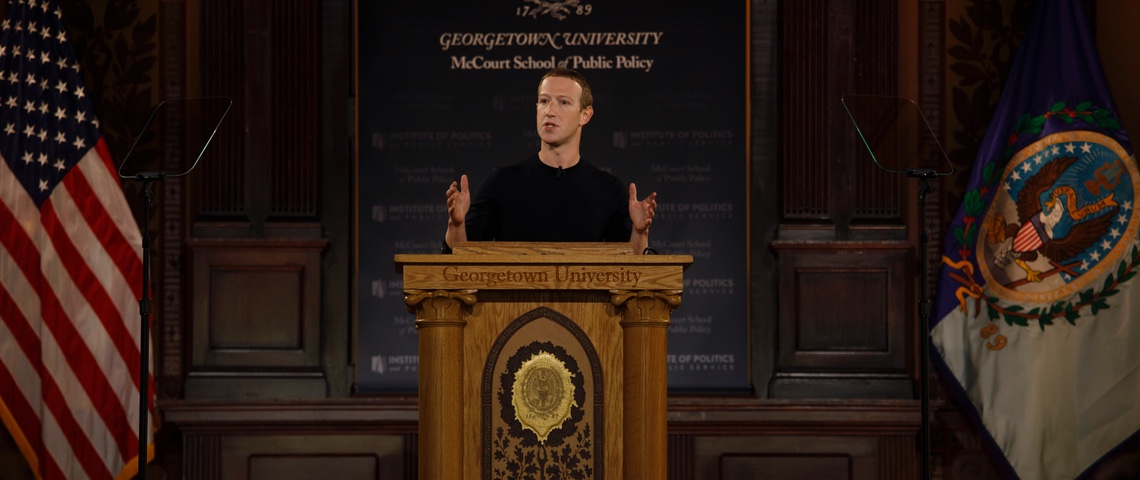 Pourquoi le discours de Mark Zuckerberg n'a récolté que des likes (en apparence) Mark Zuckerberg lors de son discours jeudi 17 octobre 2019