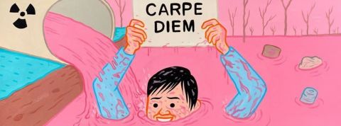 Sur Instagram, ces illustrateurs sont de véritables génies de l’humour noir illustration d'un homme dans une rivière polluée