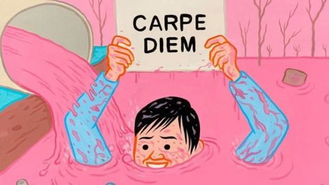 illustration d'un homme dans une rivière polluée