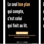 Triptyque des visuels de la campagne Block Friday : 1- La seule promotion qui compte, c'est celle d'un mode de vie plus durable, 2-Le seul bon plan c'est celui qui finit au lit, 3-La seule réduction qui compte, c'est celle de ta sauce dans la casserole
