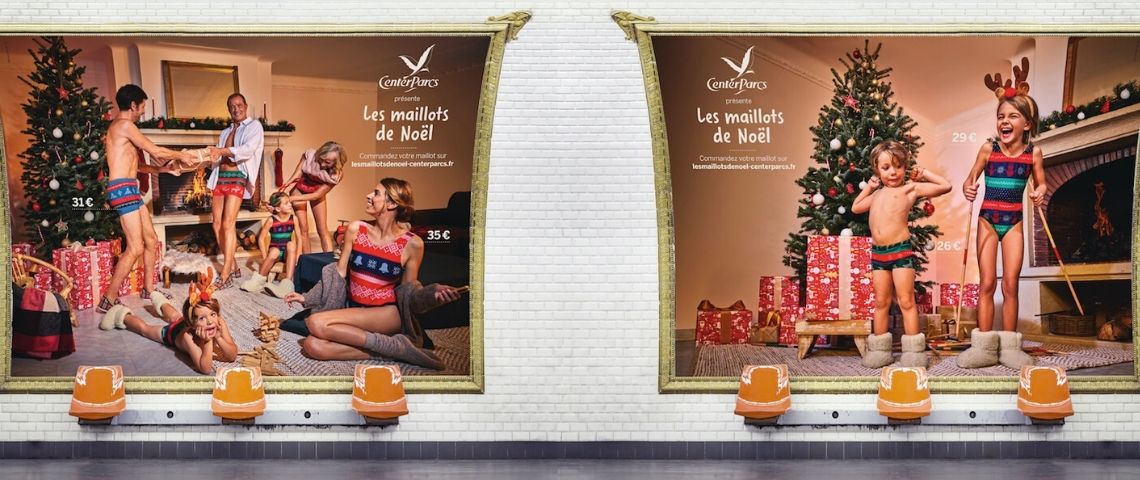 Et si cette année, on passait #NoëlEnMaillot ? Center Parcs part en campagne avec DDB Paris Visuel de la campagne de BBD Paris et Center Parcs : #NoëlEnMaillot