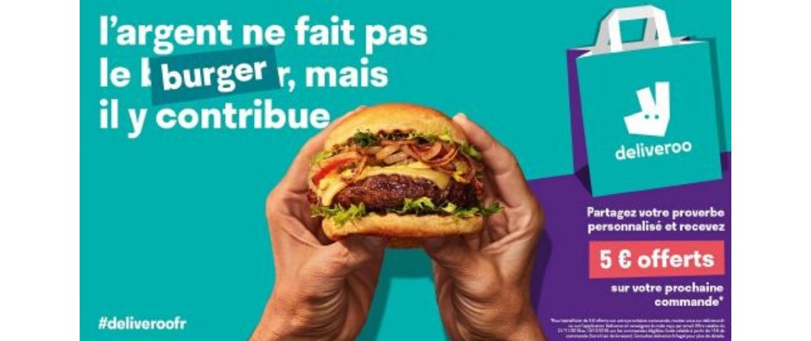 Deliveroo dévoile une campagne interactive en plein cœur de la gare St Lazare Ca^pture de la campagne Deliveroo : L'argent ne fait pas le Burger mais il y contribue