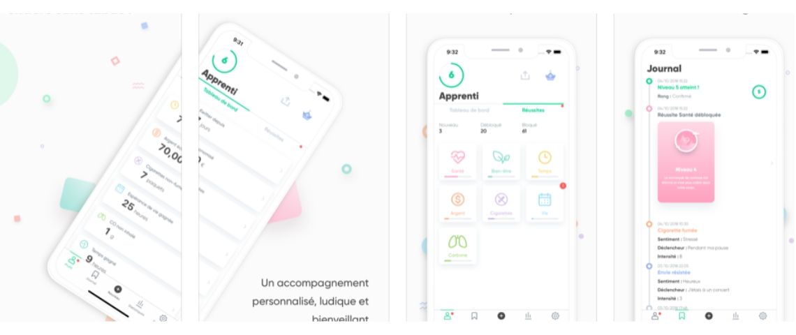 Kwit l'application arrêt tabacsera présentée au websummit de <lisbonne en novembre capture d'écran de l'appli pour l'arrêt du tabac Kwit