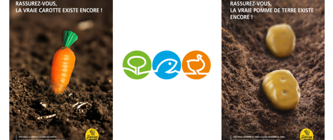 « No Feelings » et les Jardins du Goût lancent une campagne très terre à terre ! Visuel de faux légumes planté en pleine terre