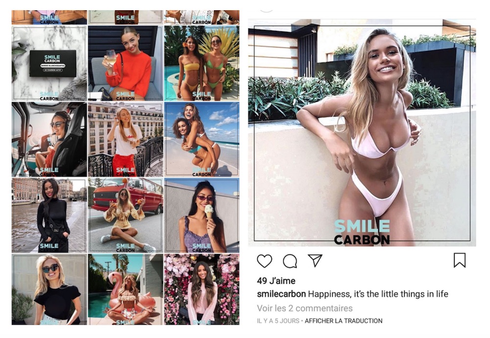 Le compte Instagram de la société Smile Carbon