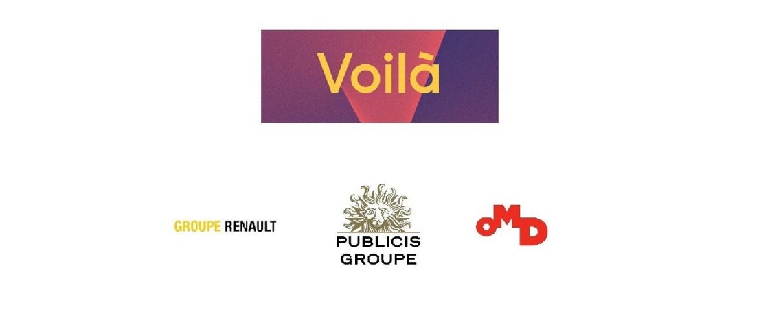 Renault, Publicis et OMD lancent une plateforme collaborative, baptisée Voilà, commune pour concevoir les campagnes marketing du groupe automobile Logo de la nouevlel plateforme et des 3 groupes