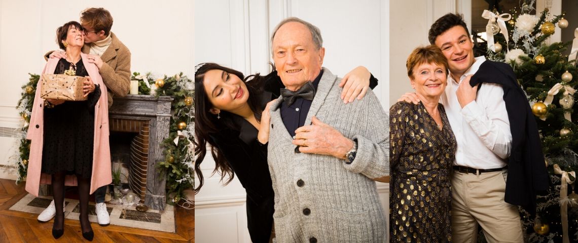 La campagne de Noël de Zalando Portait de 3 duos intergénérationnel souriant