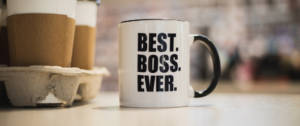 une tasse avec l'inscription "best boss ever"