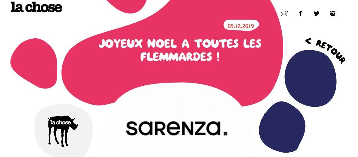 cSarenza et son agence La Chose souhaitent un joyeux Noël à toutes les flemmardes avec un nouveau film Jooyeux Noël à toutes les flemmardes