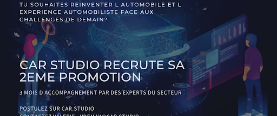 CarStudio à la recherche de startups innovantes pour sa nouvelle promotion d’incubation flyer annoncant le recrutement de la 2ème promotion de CarStudio
