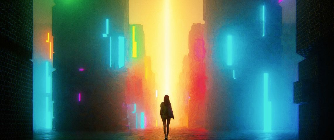 Interview d'Alain Damasio, auteur des Furtifs Image d'une femme de dos dans une ville futuriste