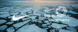 Un visuel montrant un océan glacé pour l'engagement de Nike