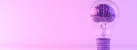 La CNIL s'attaque à EDF, Engie et aux compteurs Linky Sur fond rose, une ampoule électrique avec un cerveau violet à l'intérieur