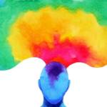 Dessin d'une tête multicolore