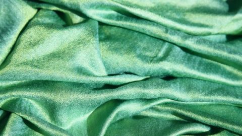 tissu de soie verte