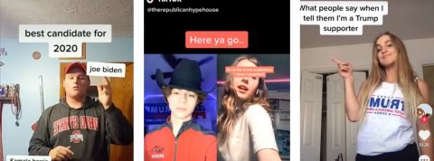 Les jeunes débattent de politique sur TikTok des captures d'écrans de vidéo virale TikTok avec des arguments pour voter pour un candidat