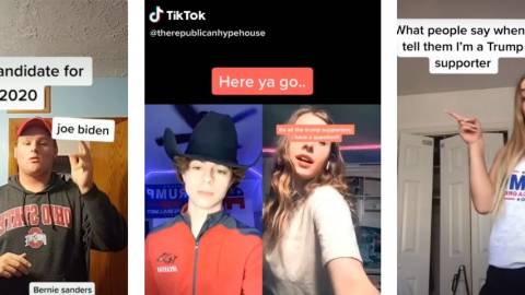 des captures d'écrans de vidéo virale TikTok avec des arguments pour voter pour un candidat