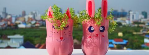 Pourquoi il faut végétaliser nos espaces urbains Des pots de fleurs en forme de lapin de rose