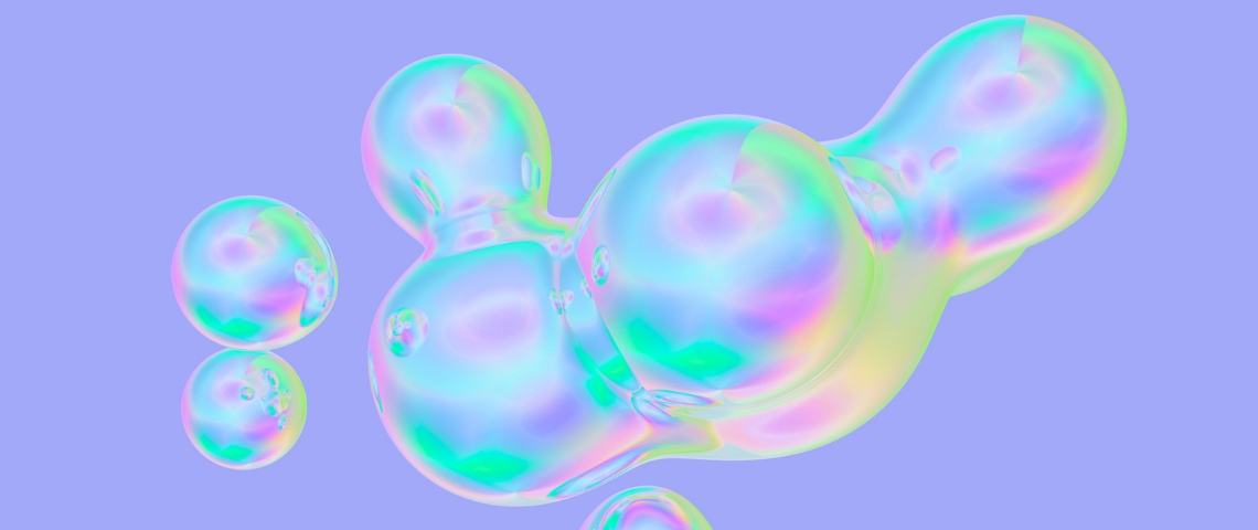 Pernod Ricard fait des gels hydroalcooliques Une bulle de savon sur fond violet